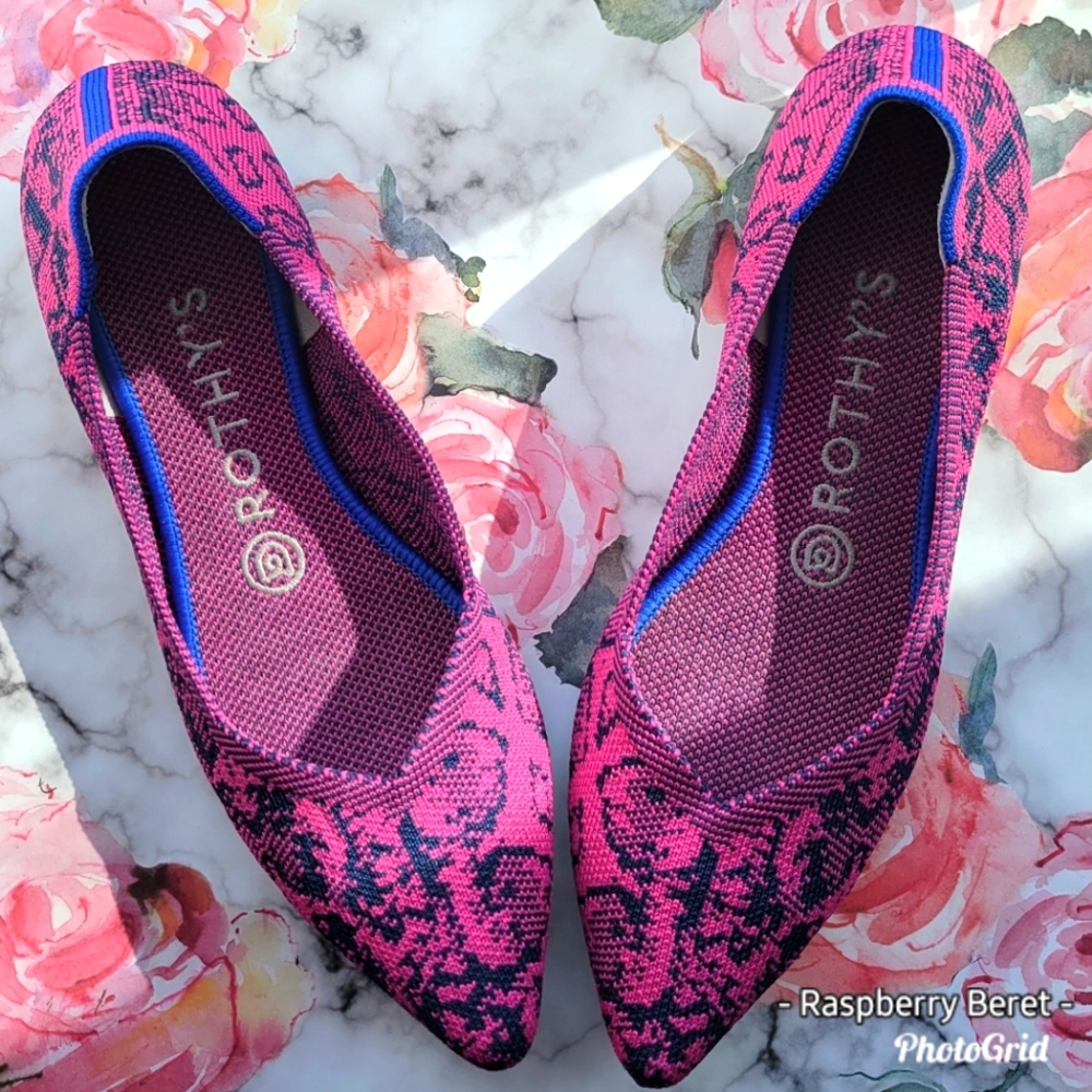 Rothy's Fuchsia Navy Snake Points